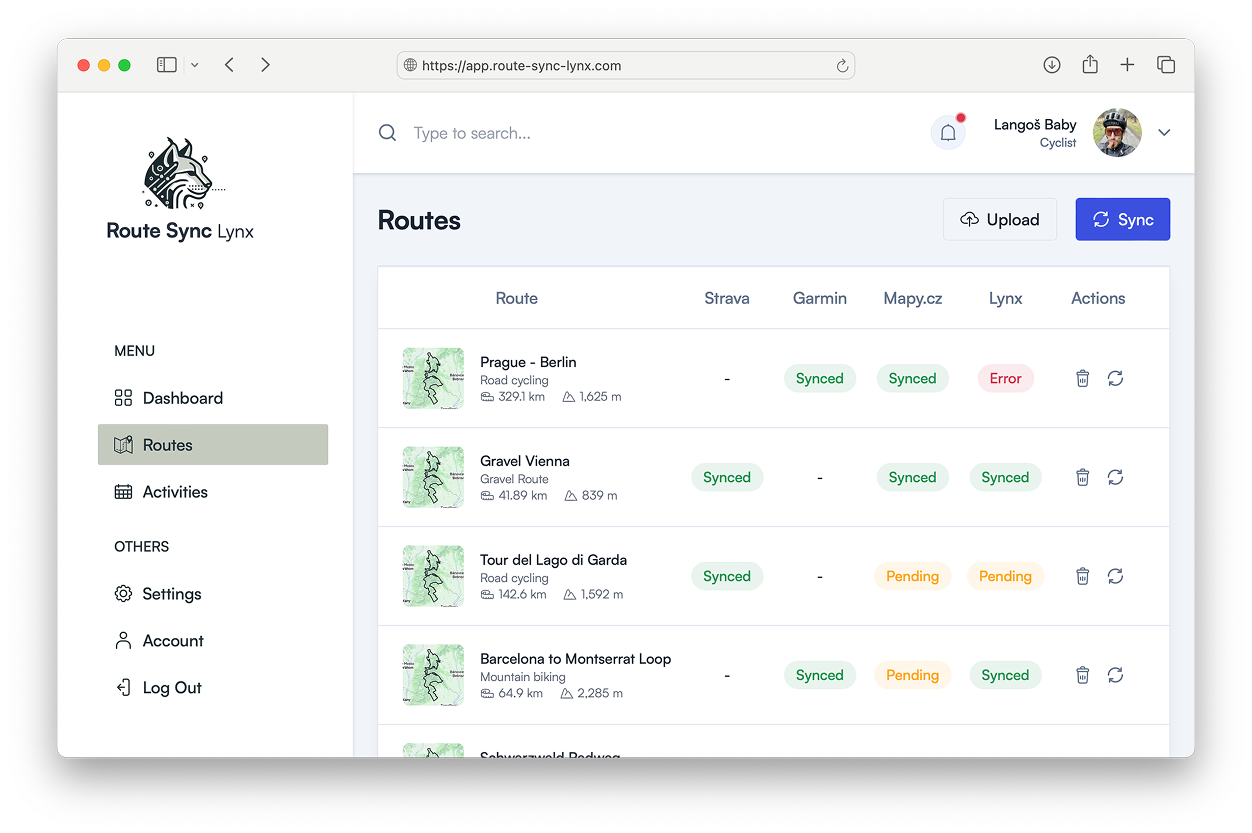 Route Sync Lynx Demo Preview
